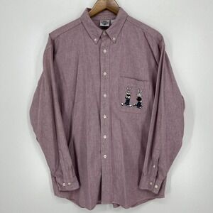 Acme‎ Long Sleeve Button Shirt Men's L Red Bugs Bunny Pocket Logo Vtg 90s
